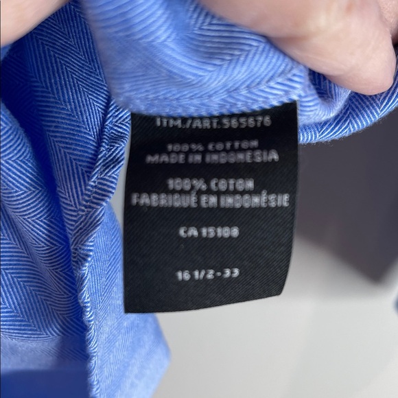 Kirkland Signature Mens Herringbone Non Iron  Button-Down Shirt Oxford Blue 16.5 - Picture 9 of 14